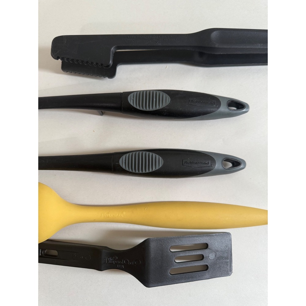 Pampered Chef Tupperware Rubbermaid Kitchen Utensil Lot 5pc Black Yellow Mixed - Picture 3 of 7